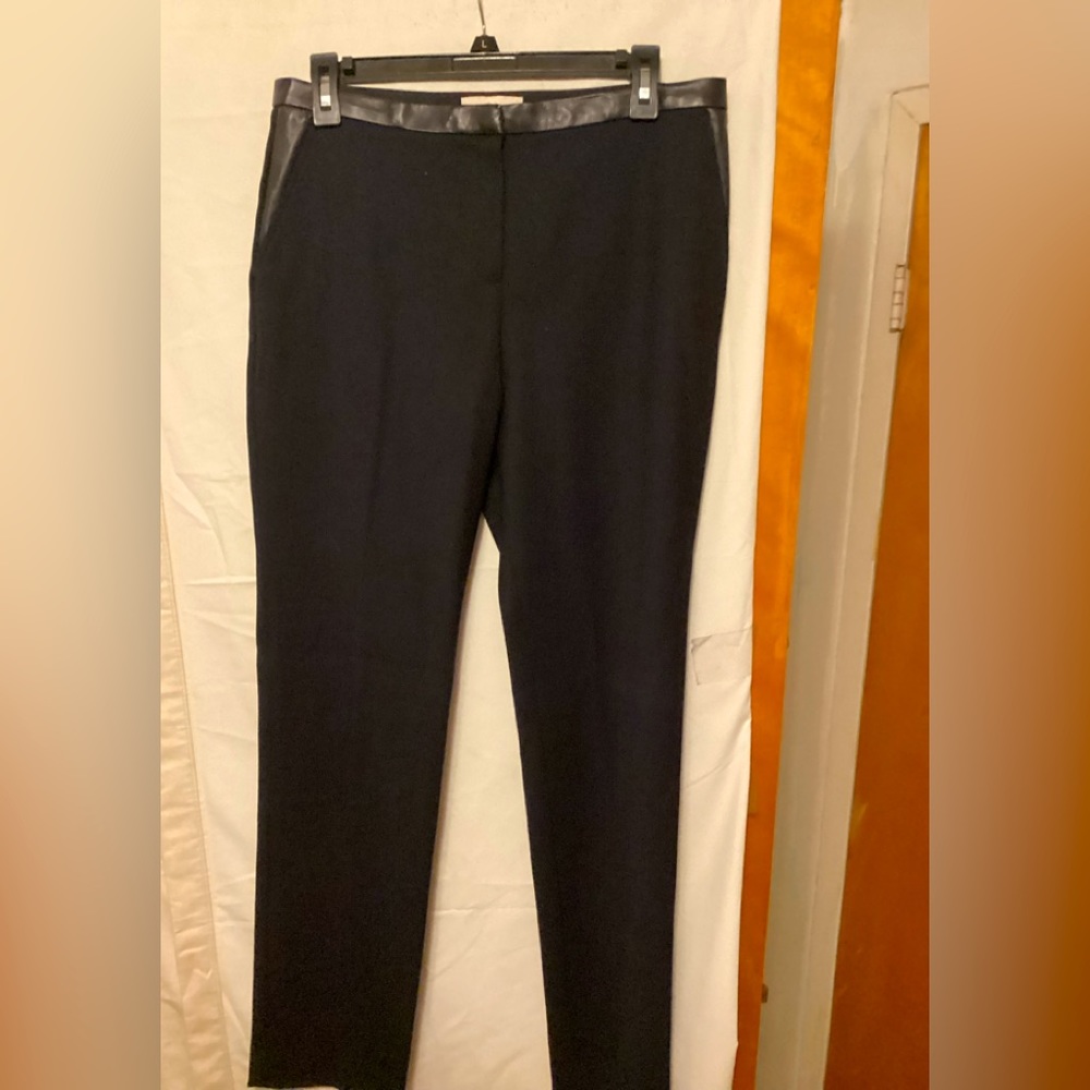 Tory Burch Wool blend pants with leather trim Sz 6